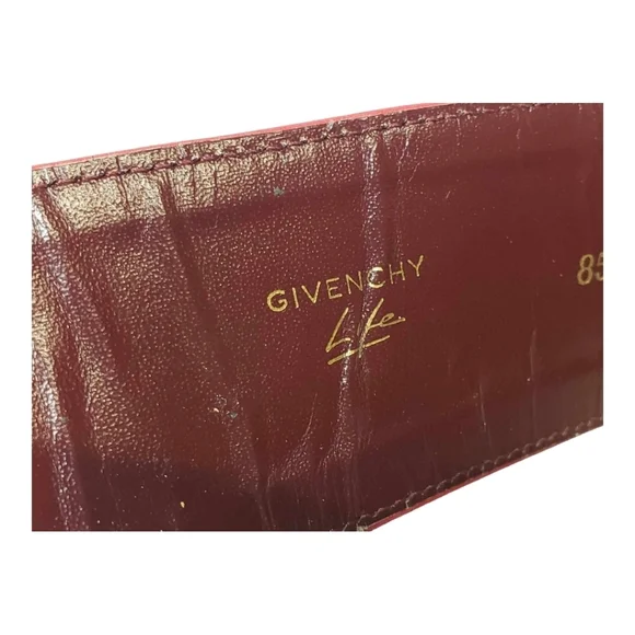 GIVENCHY Red Leather Gold Studded Belt 80/ 32 Made in France - Picture 9 of 9